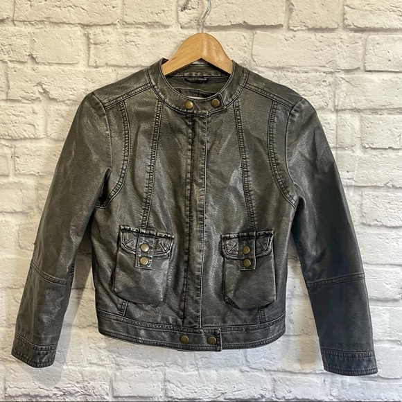 URBAN OUTFITTERS SILENCE & NOISE Faux Leather Moto Biker Jacket - Picture 4 of 14